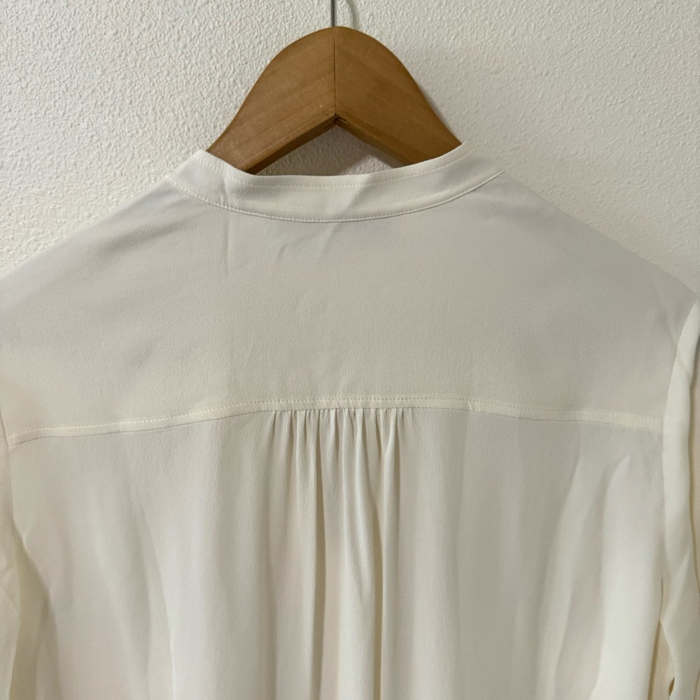 Stella McCartney Estelle Silk Long Sleeve Stand Collar Blouse Cream-40 (US 4-6) - Picture 7 of 12